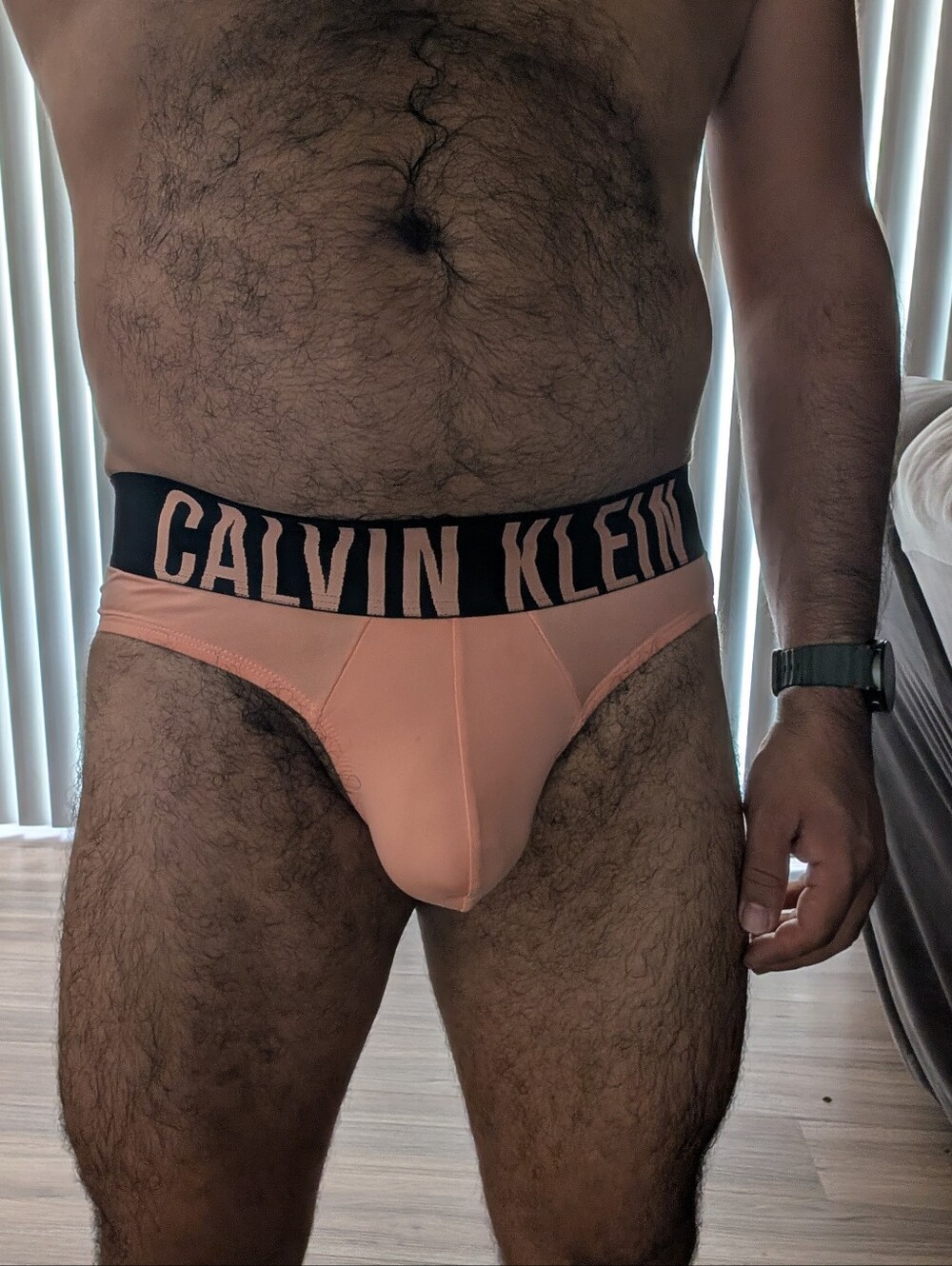 Calvin Klein Underwear Peach Briefs with Black Logo Waistband - Picture 2 of 3